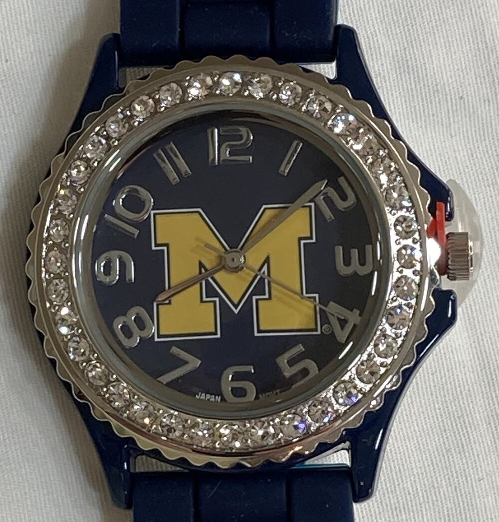Michigan Wolverines Ladies Crystals Watch, Gift for Her Mom Anniversary, NCAA